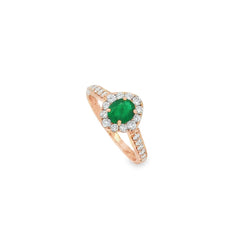 Jai's 14K Rose Gold Oval-cut Emerald & Diamond Ring