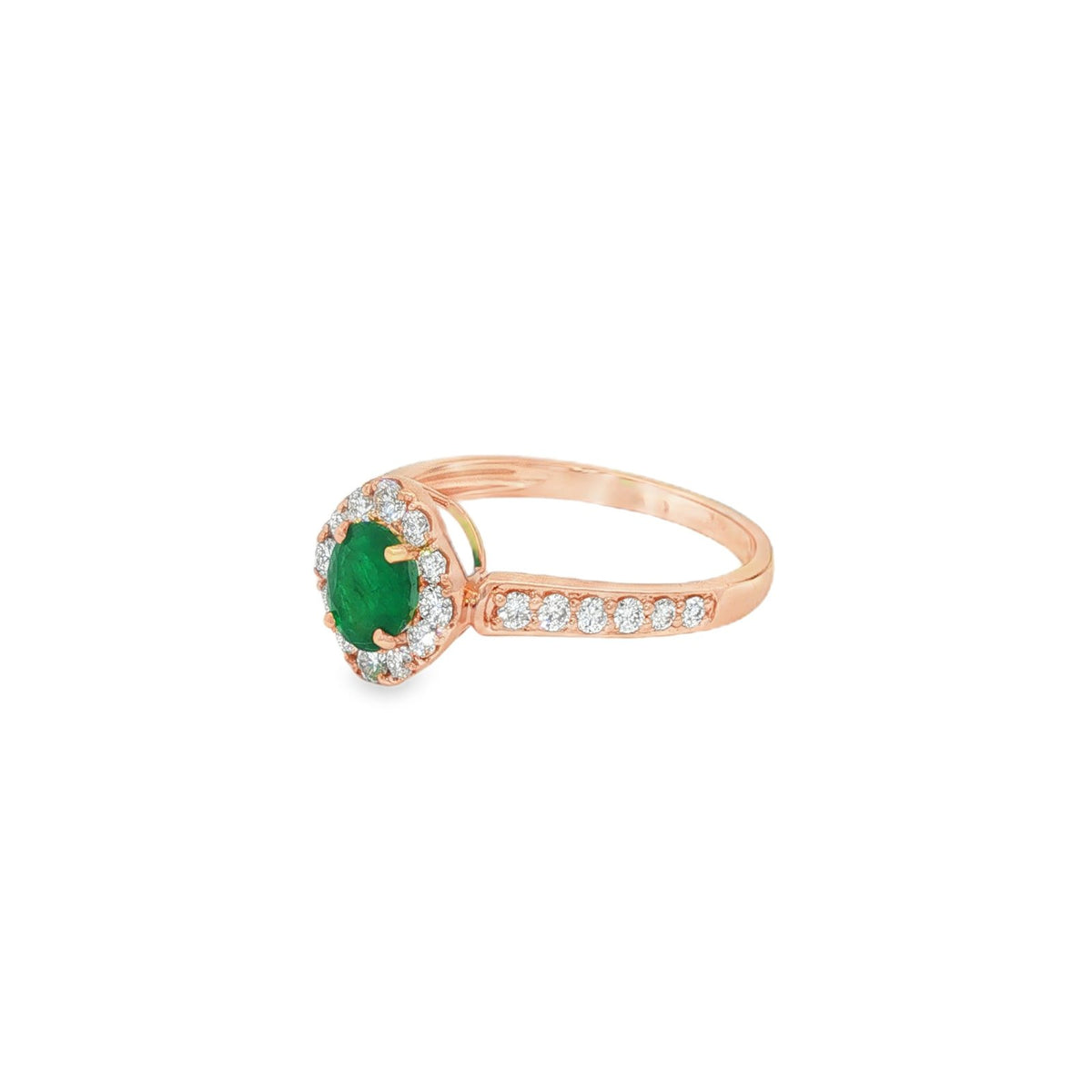 Jai's 14K Rose Gold Oval-cut Emerald & Diamond Ring