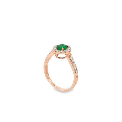 Jai's 14K Rose Gold Oval-cut Emerald & Diamond Ring