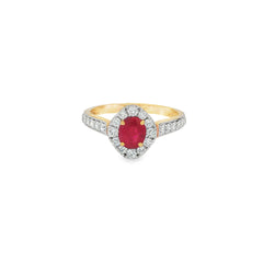 Jai's 14K Yellow Gold Oval-cut Ruby & Diamond Ring