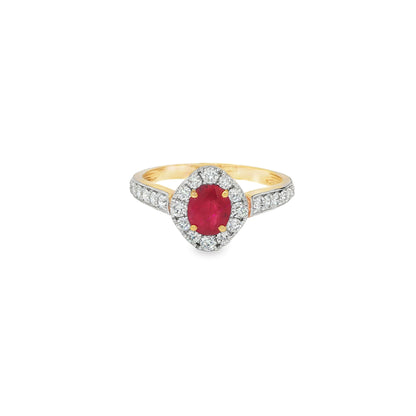 Jai's 14K Yellow Gold Oval-cut Ruby & Diamond Ring
