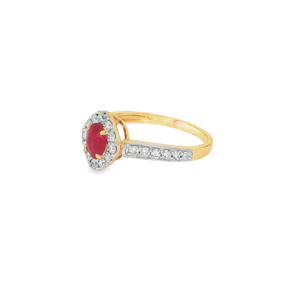Jai's 14K Yellow Gold Oval-cut Ruby & Diamond Ring