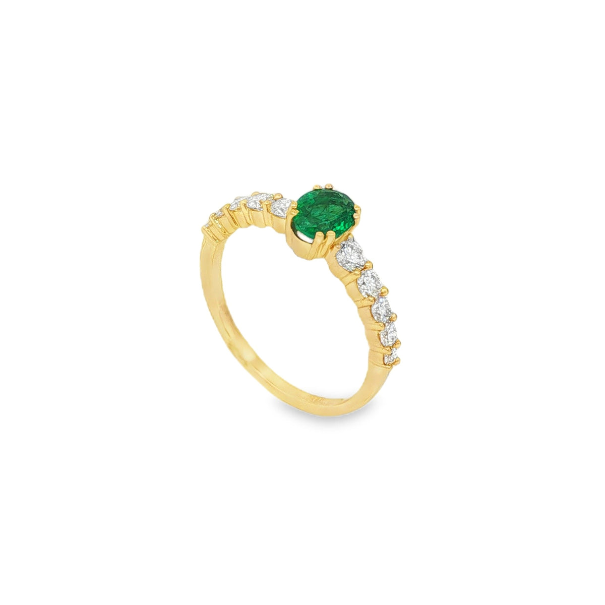Jai's 14K Yellow Gold Oval-cut Emerald & Diamond Ring