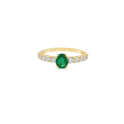 Jai's 14K Yellow Gold Oval-cut Emerald & Diamond Ring