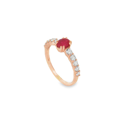 Jai's 14K Rose Gold Oval-cut Ruby & Diamond Ring