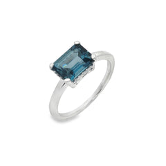 Jai's 14K White Gold Octagon-cut Blue Topaz & Diamond Ring