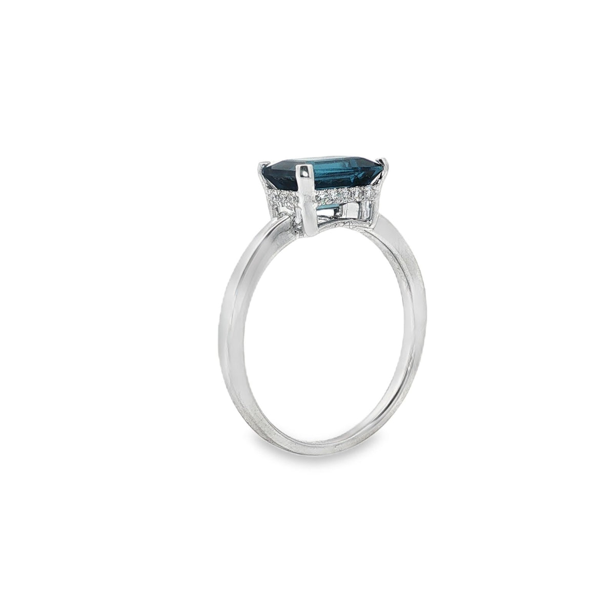 Jai's 14K White Gold Octagon-cut Blue Topaz & Diamond Ring