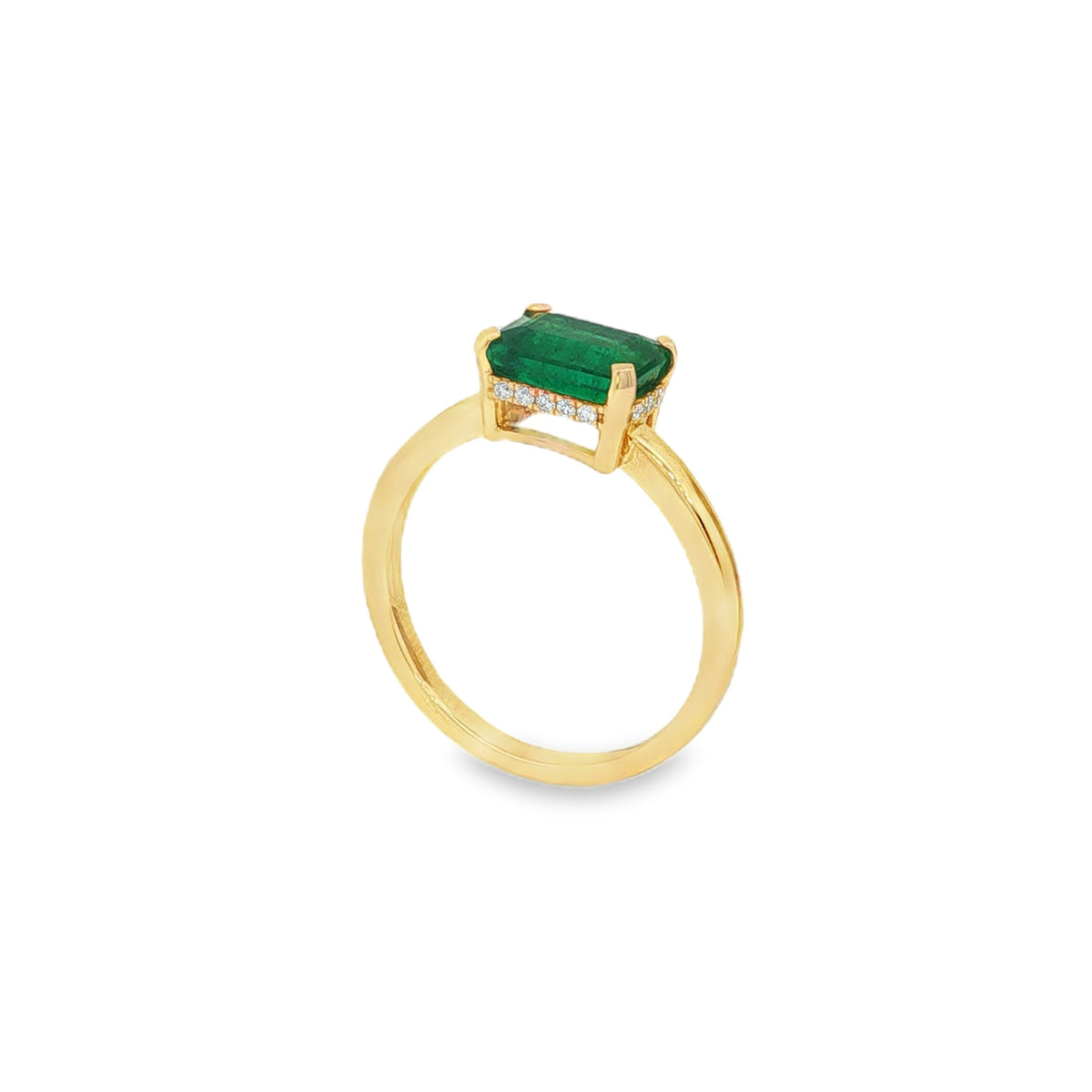 Jai's 14K Yellow Gold Octagon-cut Emerald & Diamond Ring
