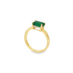 Jai's 14K Yellow Gold Octagon-cut Emerald & Diamond Ring