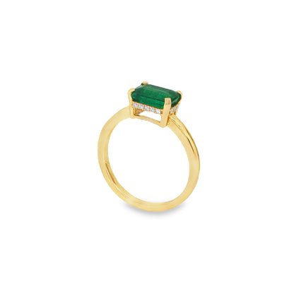 Jai's 14K Yellow Gold Octagon-cut Emerald & Diamond Ring