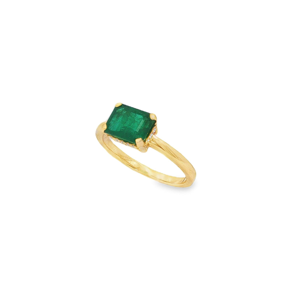 Jai's 14K Yellow Gold Octagon-cut Emerald & Diamond Ring