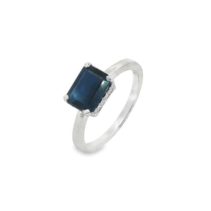 Jai's 14K White Gold Octagon-cut Sapphire & Diamond Ring