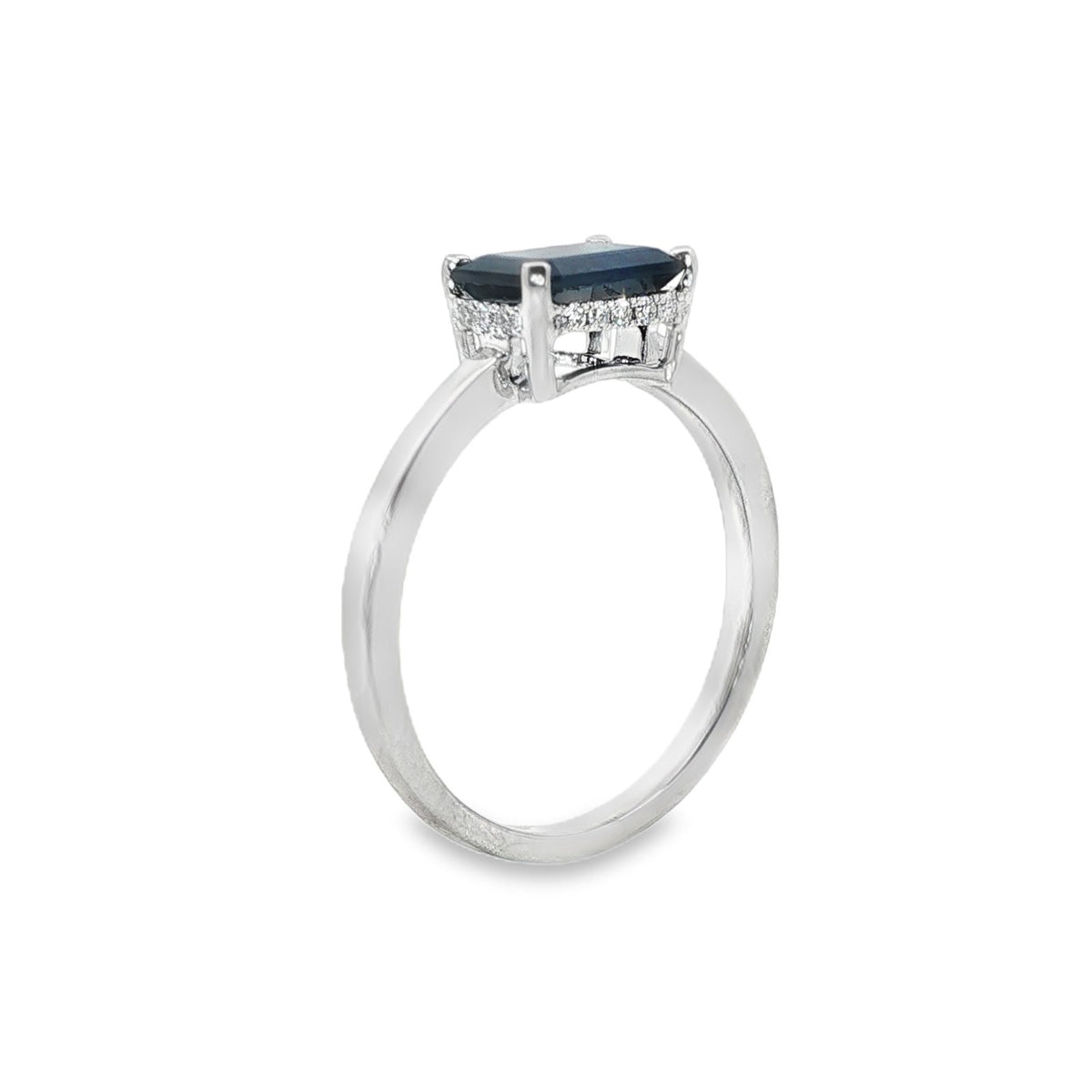 Jai's 14K White Gold Octagon-cut Sapphire & Diamond Ring