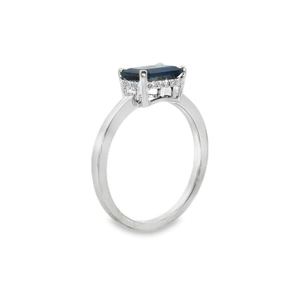 Jai's 14K White Gold Octagon-cut Sapphire & Diamond Ring