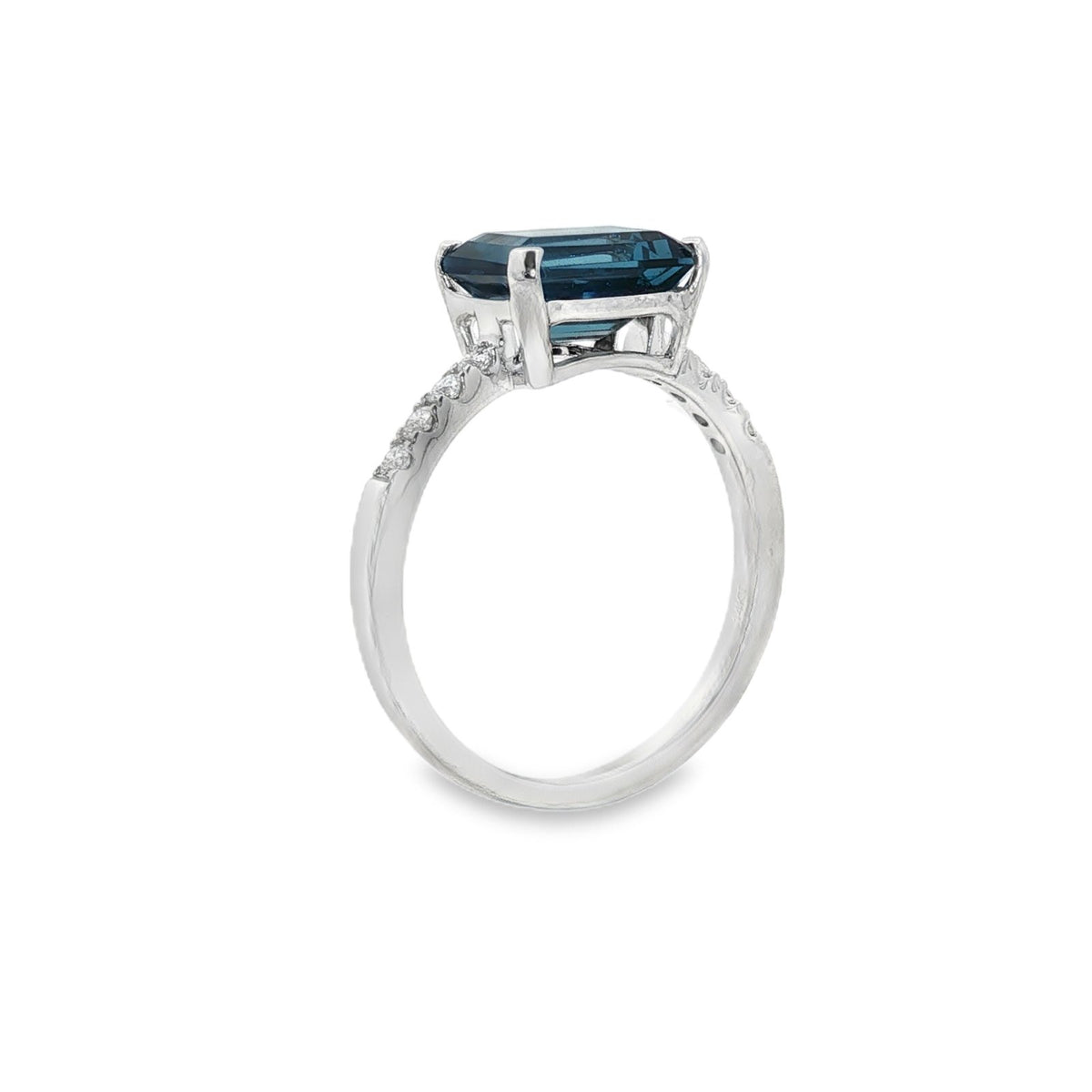 Jai's 14K White Gold Octagon-cut Blue Topaz & Diamond Ring