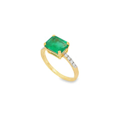 Jai's 14K Yellow Gold Octagon-cut Emerald & Diamond Ring