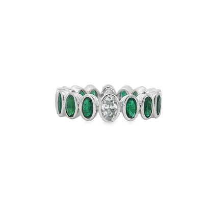 Jai's 14K White Gold Oval-cut Emerald & Diamond Ring