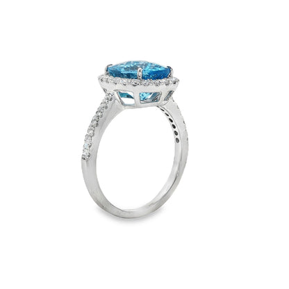 Jai's 14K White Gold Oval-cut Blue Topaz & Diamond Ring