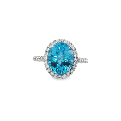 Jai's 14K White Gold Oval-cut Blue Topaz & Diamond Ring