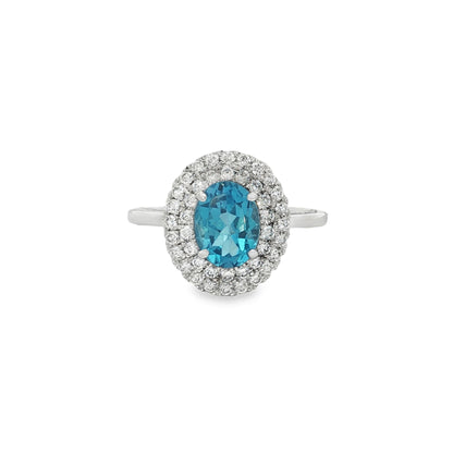 Jai's 14K White Gold Oval-cut Blue Topaz & Diamond Ring