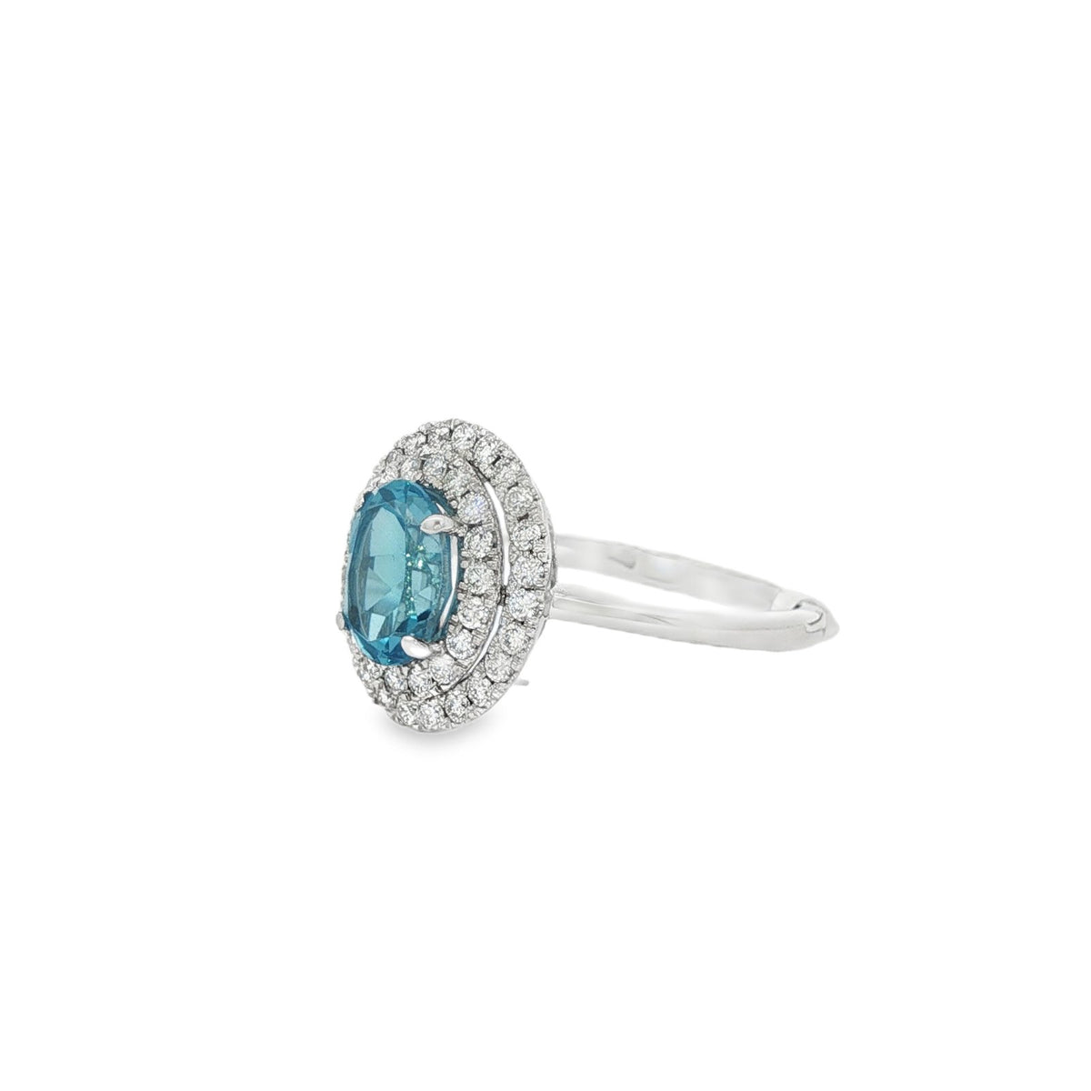 Jai's 14K White Gold Oval-cut Blue Topaz & Diamond Ring