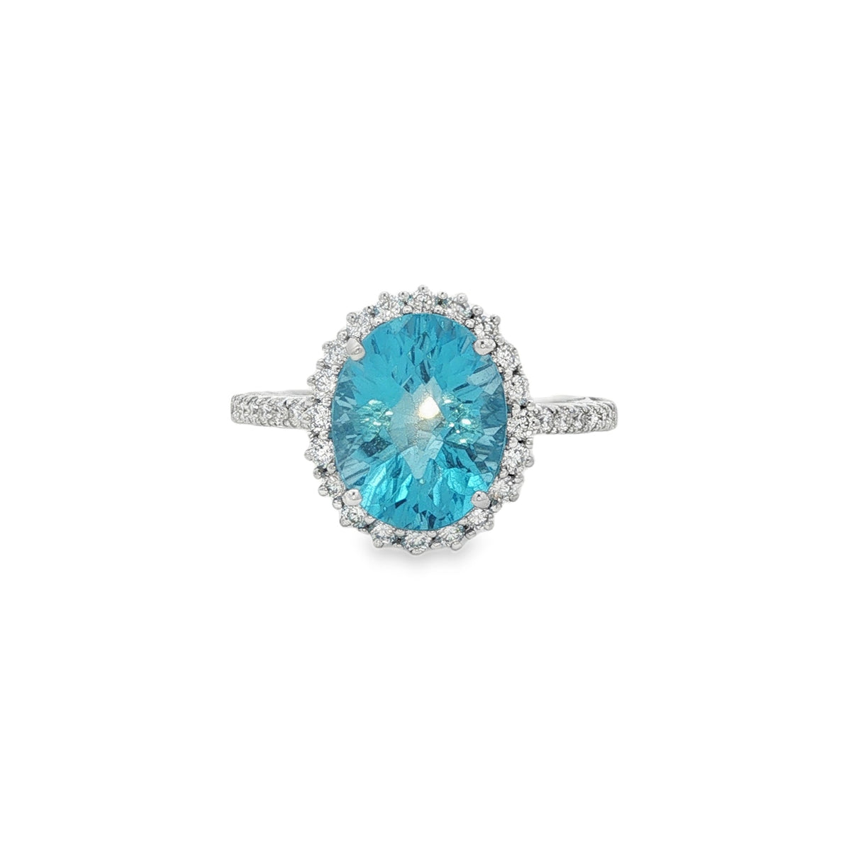 Jai's 14K White Gold Oval-cut Blue Topaz & Diamond Ring