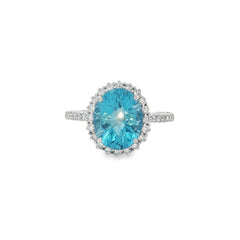 Jai's 14K White Gold Oval-cut Blue Topaz & Diamond Ring