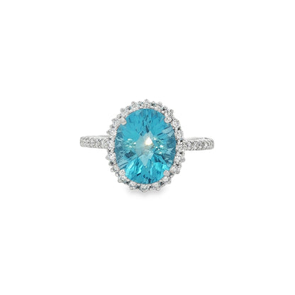 Jai's 14K White Gold Oval-cut Blue Topaz & Diamond Ring