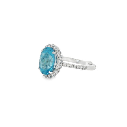 Jai's 14K White Gold Oval-cut Blue Topaz & Diamond Ring