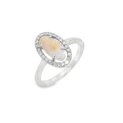 Jai's 14K White Gold Oval Conch Pearl & Diamond Ring