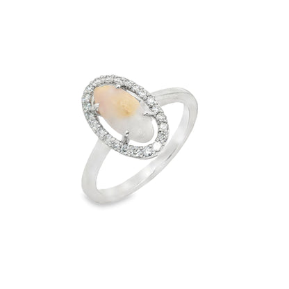 Jai's 14K White Gold Oval Conch Pearl & Diamond Ring