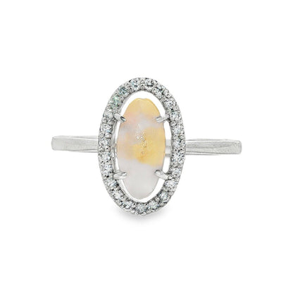 Jai's 14K White Gold Oval Conch Pearl & Diamond Ring
