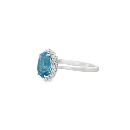 Jai's 14K White Gold Octagon-cut Blue Topaz & Diamond Ring