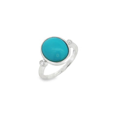 Jai's 14K White Gold Oval Turquoise & Diamond Ring