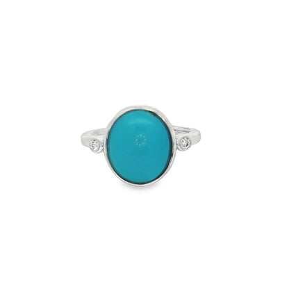 Jai's 14K White Gold Oval Turquoise & Diamond Ring