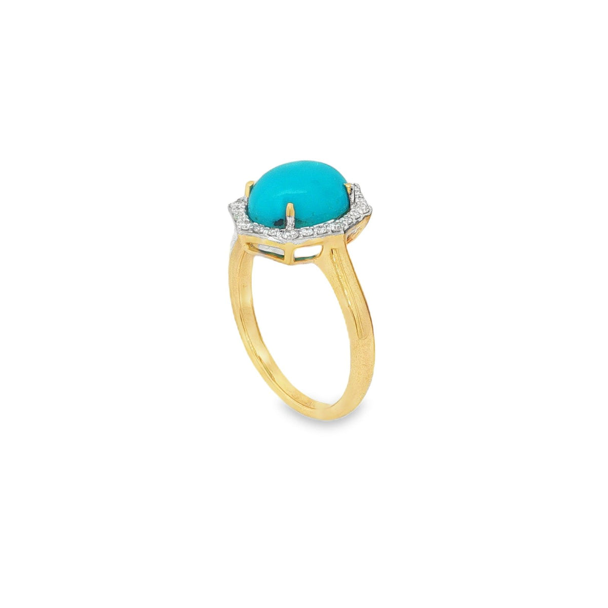 Jai's 14K Yellow Gold Oval Turquoise & Diamond Ring