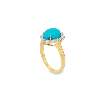 Jai's 14K Yellow Gold Oval Turquoise & Diamond Ring