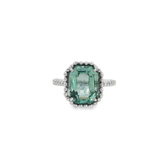 Jai's 14K White Gold Octagon-cut Aquamarine & Diamond Ring