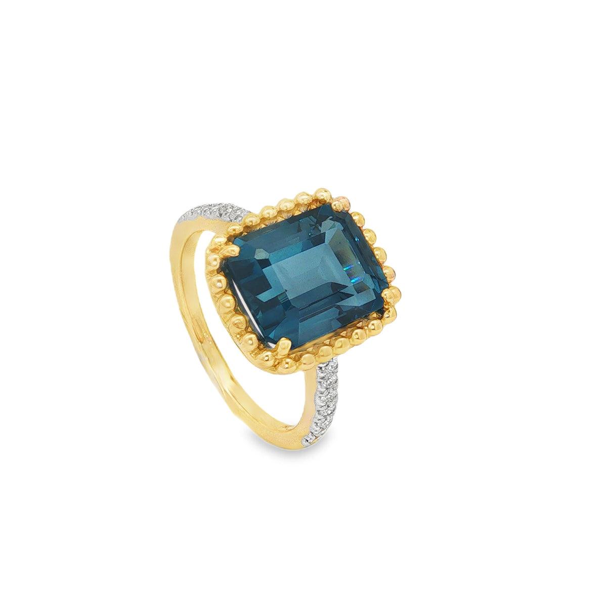 Jai's 14K Yellow Gold Octagon-cut Blue Topaz & Diamond Ring