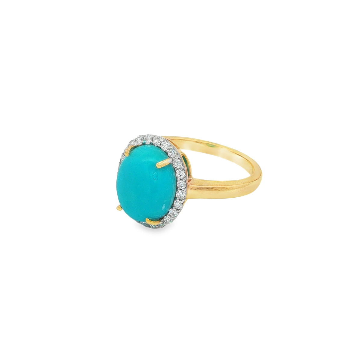 Jai's 14K Yellow Gold Oval Turquoise & Diamond Ring