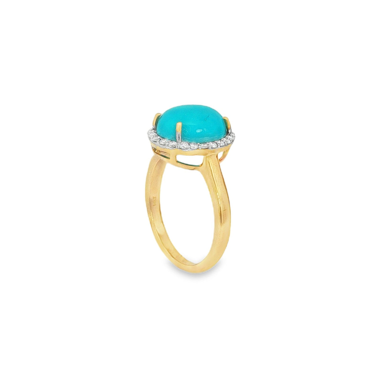 Jai's 14K Yellow Gold Oval Turquoise & Diamond Ring