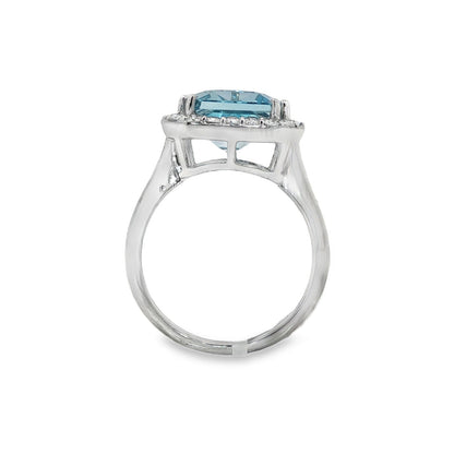 Jai's 14K White Gold Octagon-cut Aquamarine & Diamond Ring