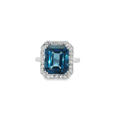 Jai's 14K White Gold Octagon-cut Blue Topaz & Diamond Ring