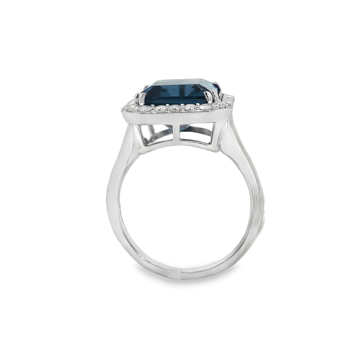 Jai's 14K White Gold Octagon-cut Blue Topaz & Diamond Ring