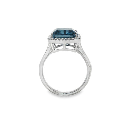 Jai's 14K White Gold Octagon-cut Blue Topaz & Diamond Ring