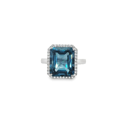 Jai's 14K White Gold Octagon-cut Blue Topaz & Diamond Ring