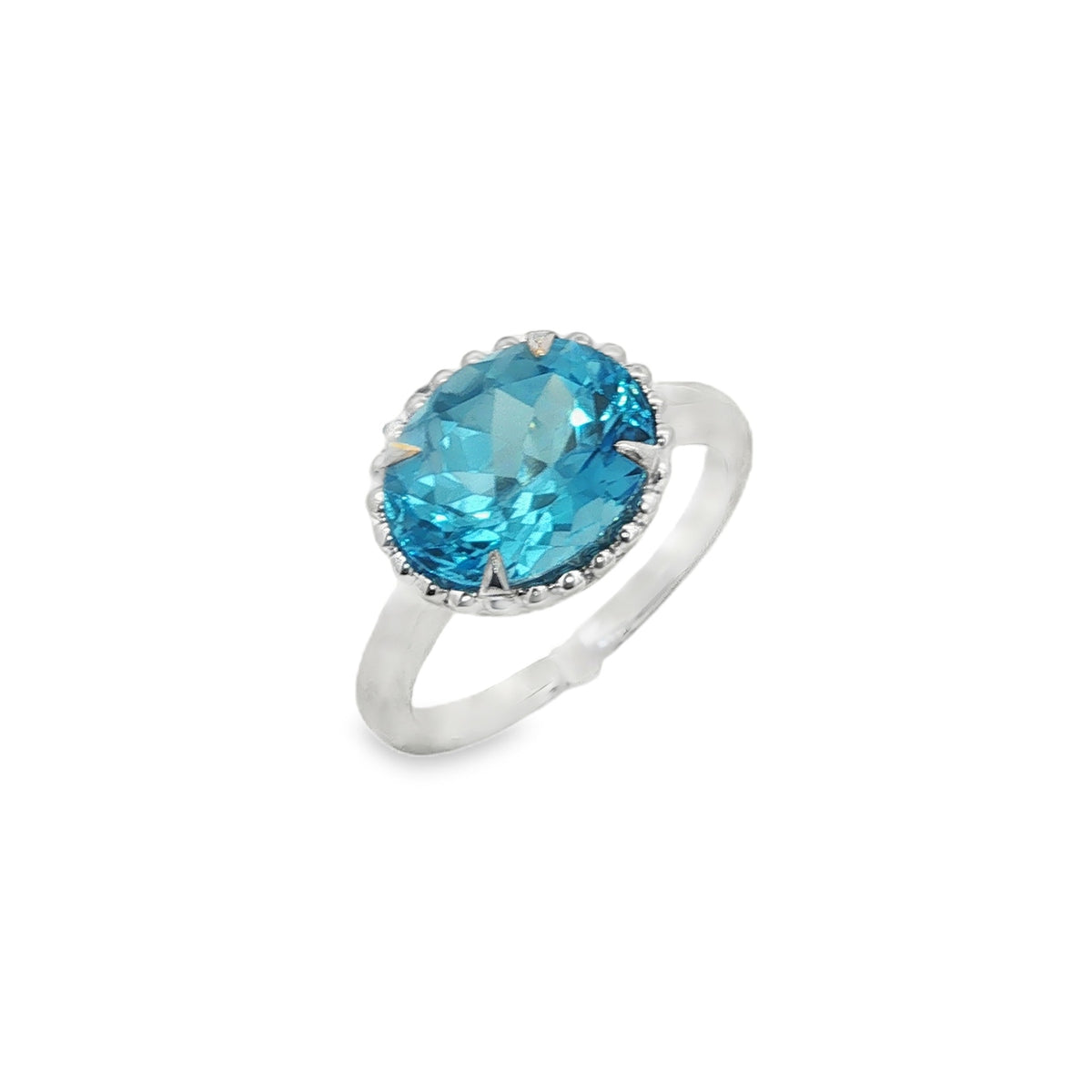 Jai's 14K White Gold Oval-cut Blue Topaz Ring