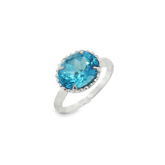 Jai's 14K White Gold Oval-cut Blue Topaz Ring