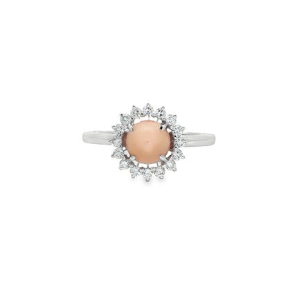 Jai's 14K White Gold Crowned Conch Pearl & Diamond Ring