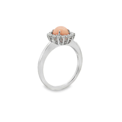 Jai's 14K White Gold Crowned Conch Pearl & Diamond Ring